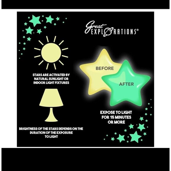 200 Pcs Colorful Glow in The Dark Luminous Stars Fluorescent Plastic Stickers - Picture 2 of 6